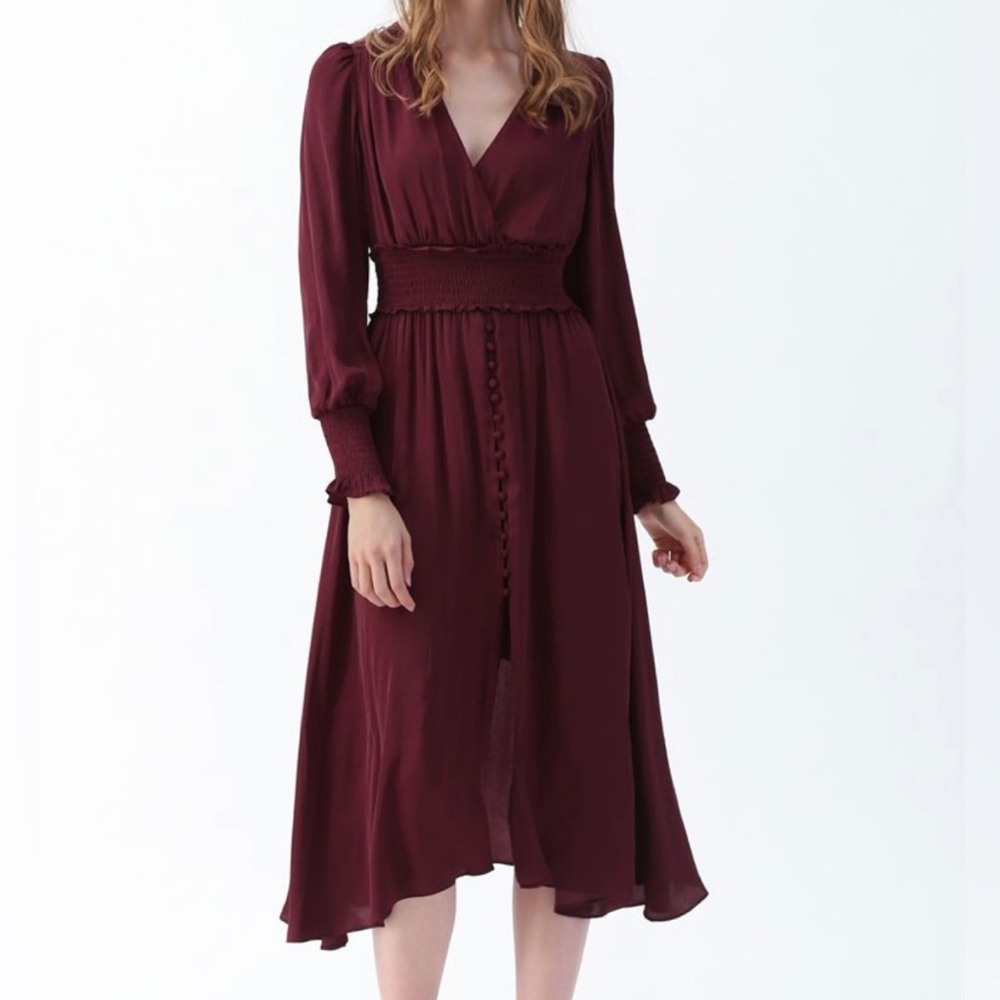 Chicwish Satin Button Down Dress